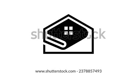 logo design combining the shape of a house with a book. Royalty-Free Stock Photo #2378857493