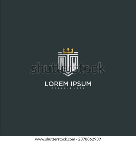 MW initial monogram for crown and shield logo design