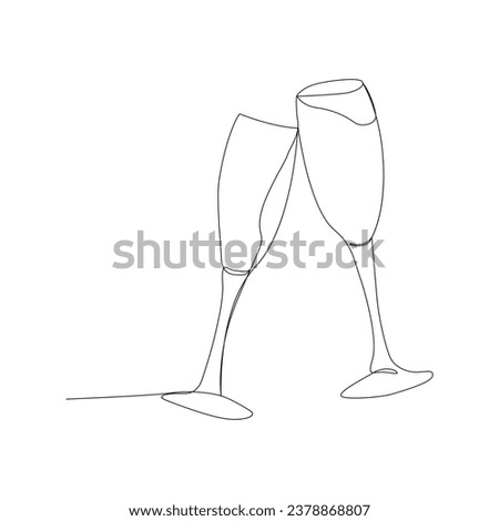 Continuous one line art wine glass drawing vector illustration