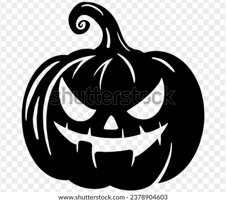 Halloween pumpkin icon isolated on white background. Scary and funny pumpkin monster  face.Vector illustration