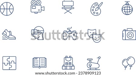 set of  Hobbies and Free Time Line set icons