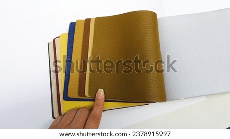 Leather color samples isolated on white background.                       