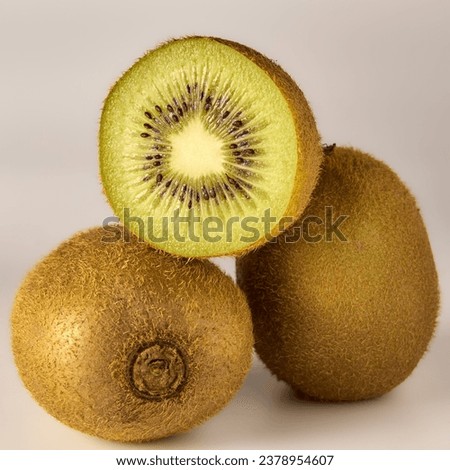 very tasty kiwi fruit in cut on white background , healthy food concept , macro photography
