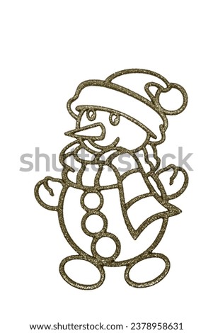 Golden snowman on an isolated white background. New Year's toy. Christmas. Christmas tree toy