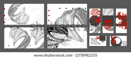 New set Poster design Japanese style templates set invitations to lines abstract background for book cover texture brochure