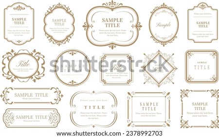Borders and frames. Vintage vector Set. Floral elements for design of monograms, invitations, frames, menus, labels and websites. Royalty-Free Stock Photo #2378992703