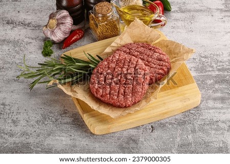 Raw burger beef cutlet for grill