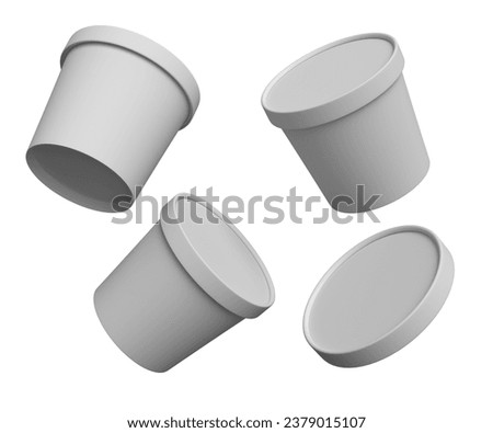 White matte Ice Cream cup mockup in different angles without background Royalty-Free Stock Photo #2379015107