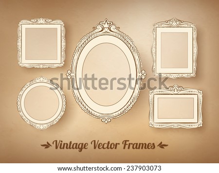 Vintage baroque frames set. Vector illustration.