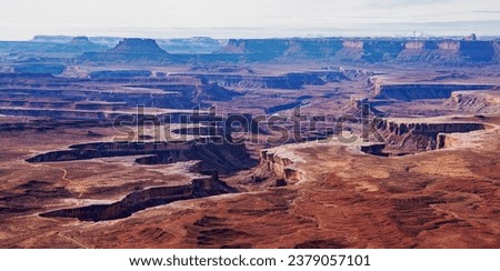 The Green River Overlook on the Island in the sky Mesa at Canyonlands National Park is at an elevation of 6,000 feet above sea level.  Royalty-Free Stock Photo #2379057101