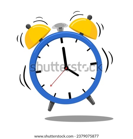 Clip art Cartoon alarm clock icon isolated on white background. Vector illustration.