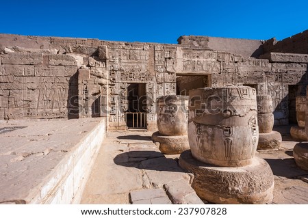Inetrior of the  Medinet Habu (Mortuary Temple of Ramesses III), West Bank of Luxor in Egypt.