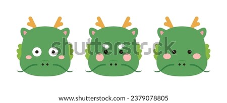 A set of cute dragon characters with various expressions. 2024 is called the ‘Year of the Dragon’ in Asia and Korea.