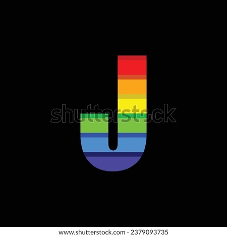 Letter J Rainbow Color Logo Design Template Inspiration, Vector Illustration.