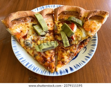 Pizza with Broken bone tree Thai Style, yummy and good for health.