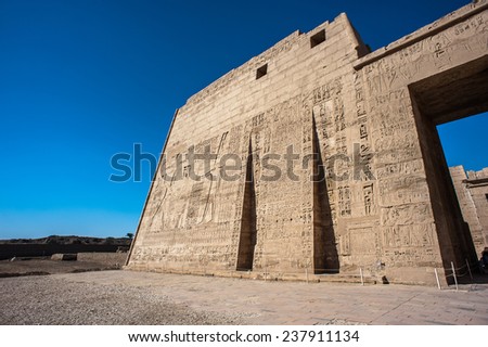 Medinet Habu (Mortuary Temple of Ramesses III), West Bank of Luxor in Egypt.