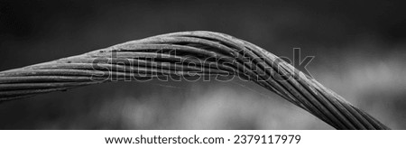 Damaged steel cable with seperated and frayed strands of wire. Royalty-Free Stock Photo #2379117979
