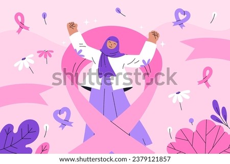 Breast Cancer Awareness Month Isolated On White Background. Vector Illustration In Flat Style.