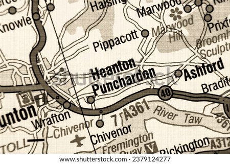 Heanton Punchardon, Devon, England, United Kingdom atlas local map town and district plan name in sepia