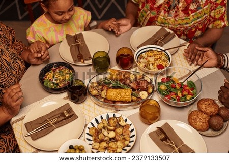 Delicious traditional food prepared for family Kwanzaa dinner