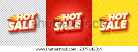 Hot Sale Poster or banner with Hot Fire. 3D text Hot Sales banner template design campaign Royalty-Free Stock Photo #2379142019
