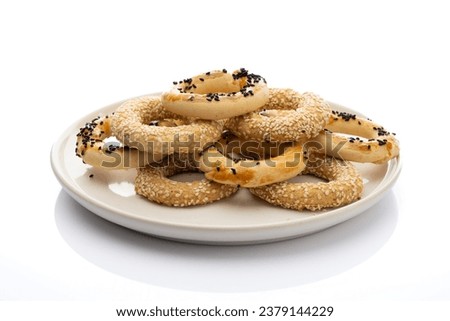 Turkish snack kandil bagel on white background