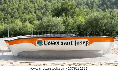 Entrance Caves sant Josep sign Spain Castellon. High quality photo
