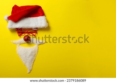 Santa Claus hat with beard, mustache and glasses