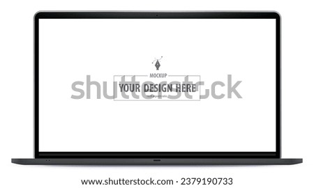Laptop Computer Vector Mockup. Black Notebook PC with 16:9 aspect ratio screen vector illustration on white background. Royalty-Free Stock Photo #2379190733
