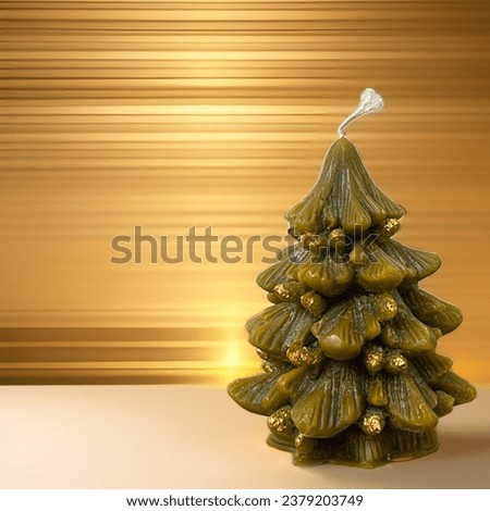 New year fir tree on golden background.