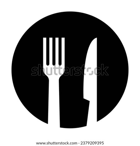Cutlery vector icon.  Fork and knife icon. Silhouette of cutlery. Restaurant symbols. 