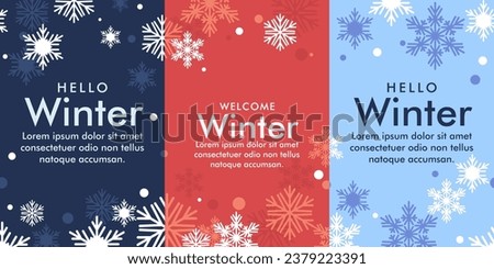simple minimalist winter vector design illustration background with snowflake theme design. for banner, poster, social media, promotion Royalty-Free Stock Photo #2379223391
