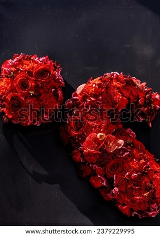 floral arrangement on dark background