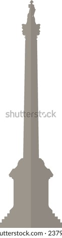 Simple gray flat drawing of the British historical landmark monument of the NELSON'S COLUMN, LONDON