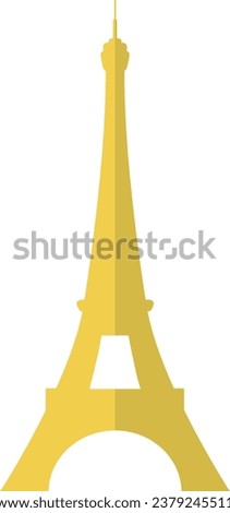 Simple yellow flat drawing of the French historical landmark monument of the EIFFEL TOWER, PARIS