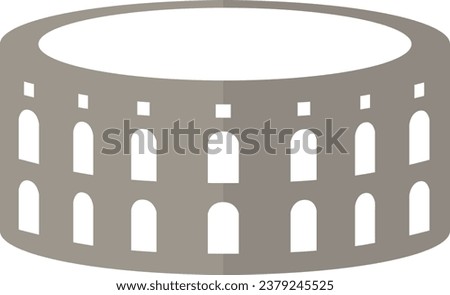 Simple gray flat drawing of the Croatian historical landmark monument of the AMPHITHEATER ARENA, PULA