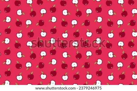 Apple fruit seamless pattern in vector flat style
