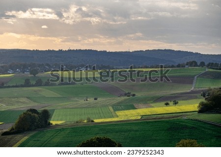View of an agricultural landscape in autumn