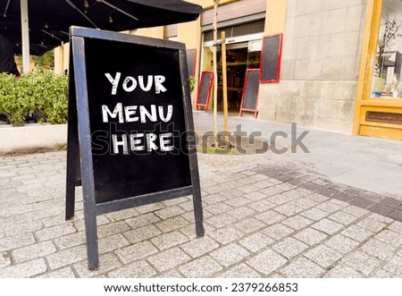 Outdoor cafe menu blackboard mockup