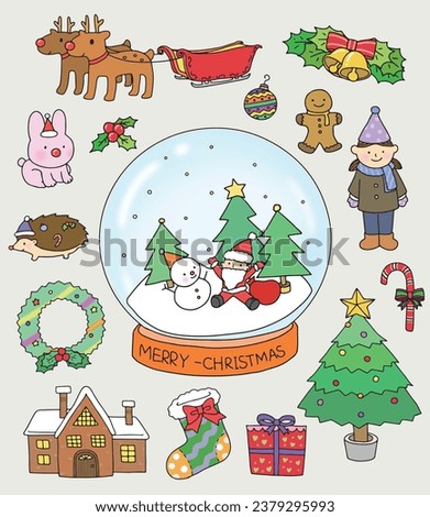Various Christmas clip art character illustrations