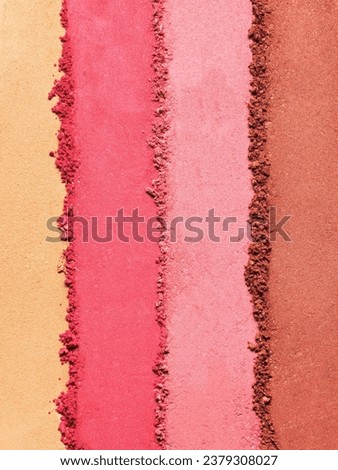 Range of eyeshadow texture composition. Full frame. Cosmetic product swatch sample