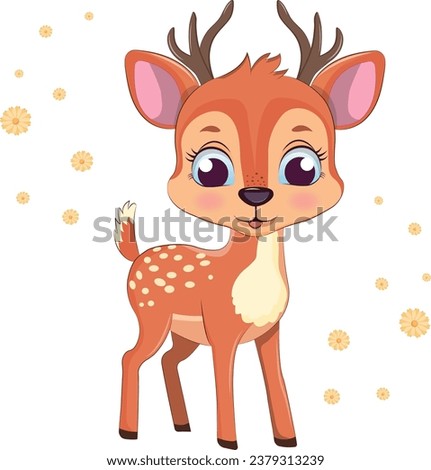 Cute Cartoon deer Vector illustration