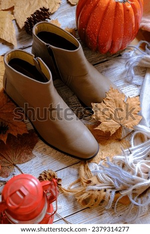 Pumpkin, Leaf,shoes in autumn concept