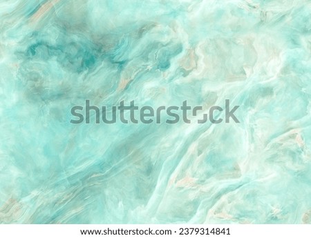 Aqua green marble texture background, Natural stone design for ceramic tiles, Blue and brown colour with streaks, Smooth sky blue wavy pattern