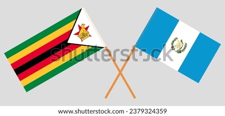 Crossed flags of Zimbabwe and Guatemala. Official colors. Correct proportion. Vector illustration
