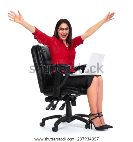Young business woman isolated over white background