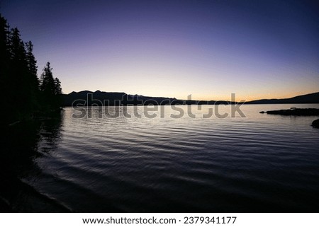 Odell Lake in the Cascade Mountains at sundown