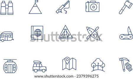 Set of summer camping trip icons 