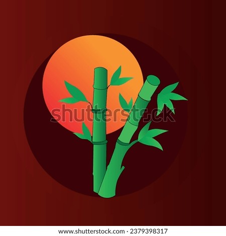 bamboo with sunset shadow , illustration , art , vector