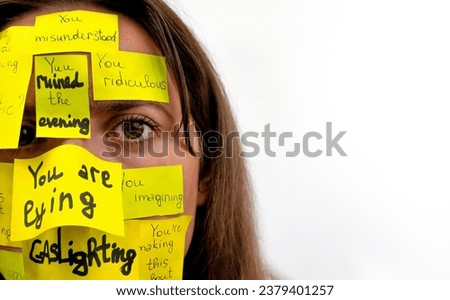The concept of silencing the problem of gaslighting and verbal abuse, copy space. Royalty-Free Stock Photo #2379401257